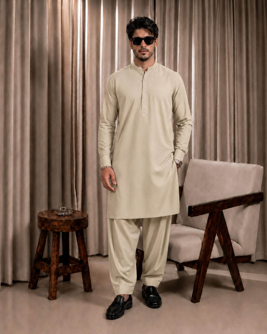 Light Skin Boski Unstitched Suit